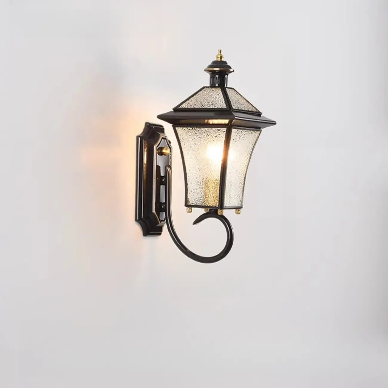 Modern Metal Glass Lantern LED Outdoor Wall Light Image - 7