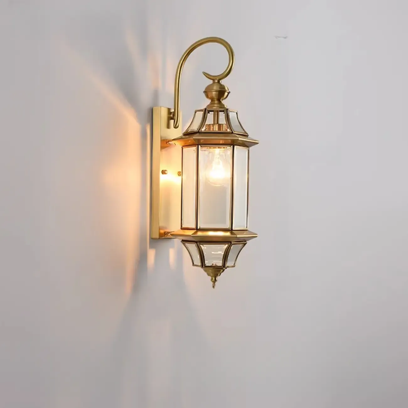 Modern Metal Glass Lantern LED Outdoor Wall Light - HomeyFad