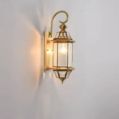Modern Metal Glass Lantern LED Outdoor Wall Light Image - 9