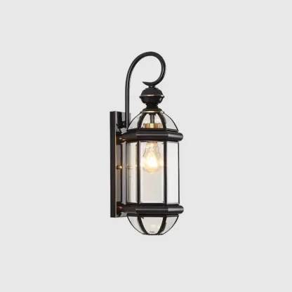 Modern Metal Glass Lantern LED Outdoor Wall Light Image - 13
