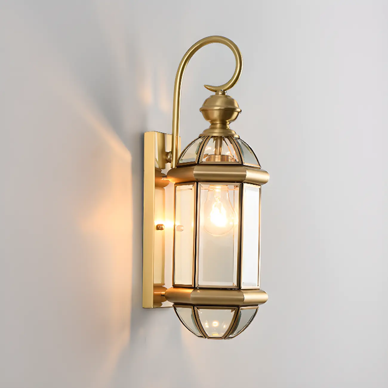 Modern Metal Glass Lantern LED Outdoor Wall Light Image - 16 | homeyfad