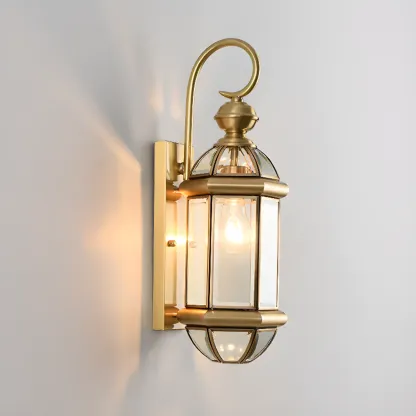Modern Metal Glass Lantern LED Outdoor Wall Light Image - 16