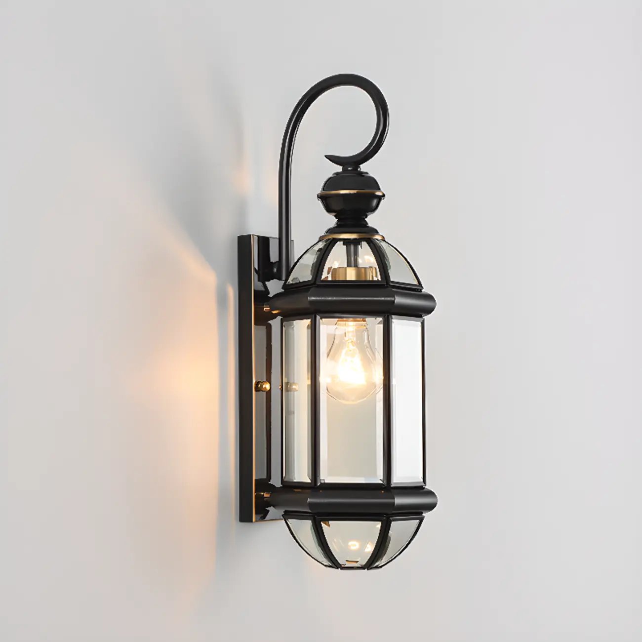 Modern Metal Glass Lantern LED Outdoor Wall Light Image - 18 | homeyfad
