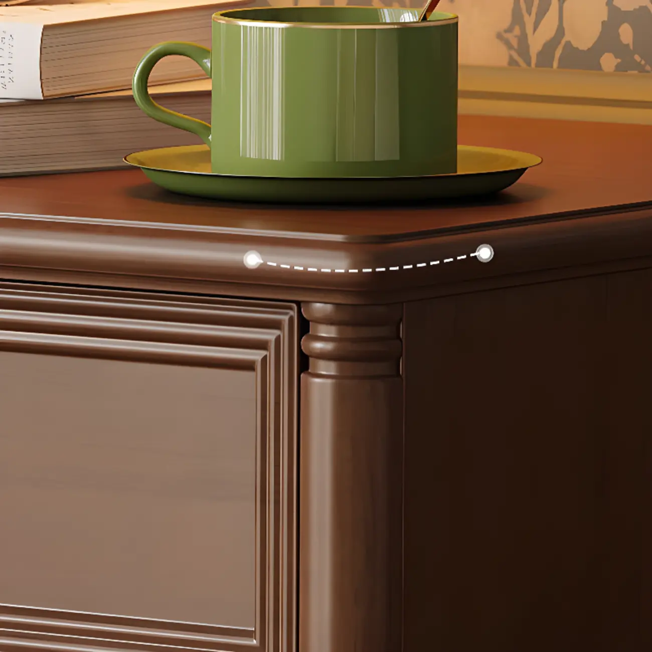 Traditional Rectangular Solid Wood 3-Drawer Black Nightstand Image - 10 | homeyfad