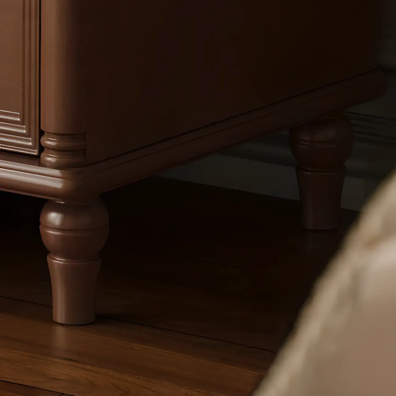 Traditional Rectangular Solid Wood 3-Drawer Black Nightstand Image - 13