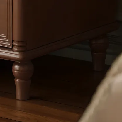 Traditional Rectangular Solid Wood 3-Drawer Black Nightstand Image - 13