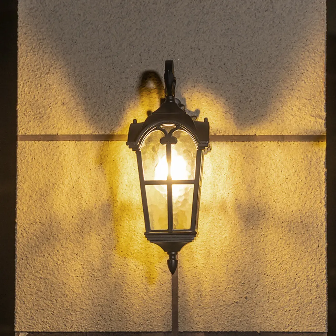 Vintage Black Outdoor Lantern Wall Sconce Image - 3