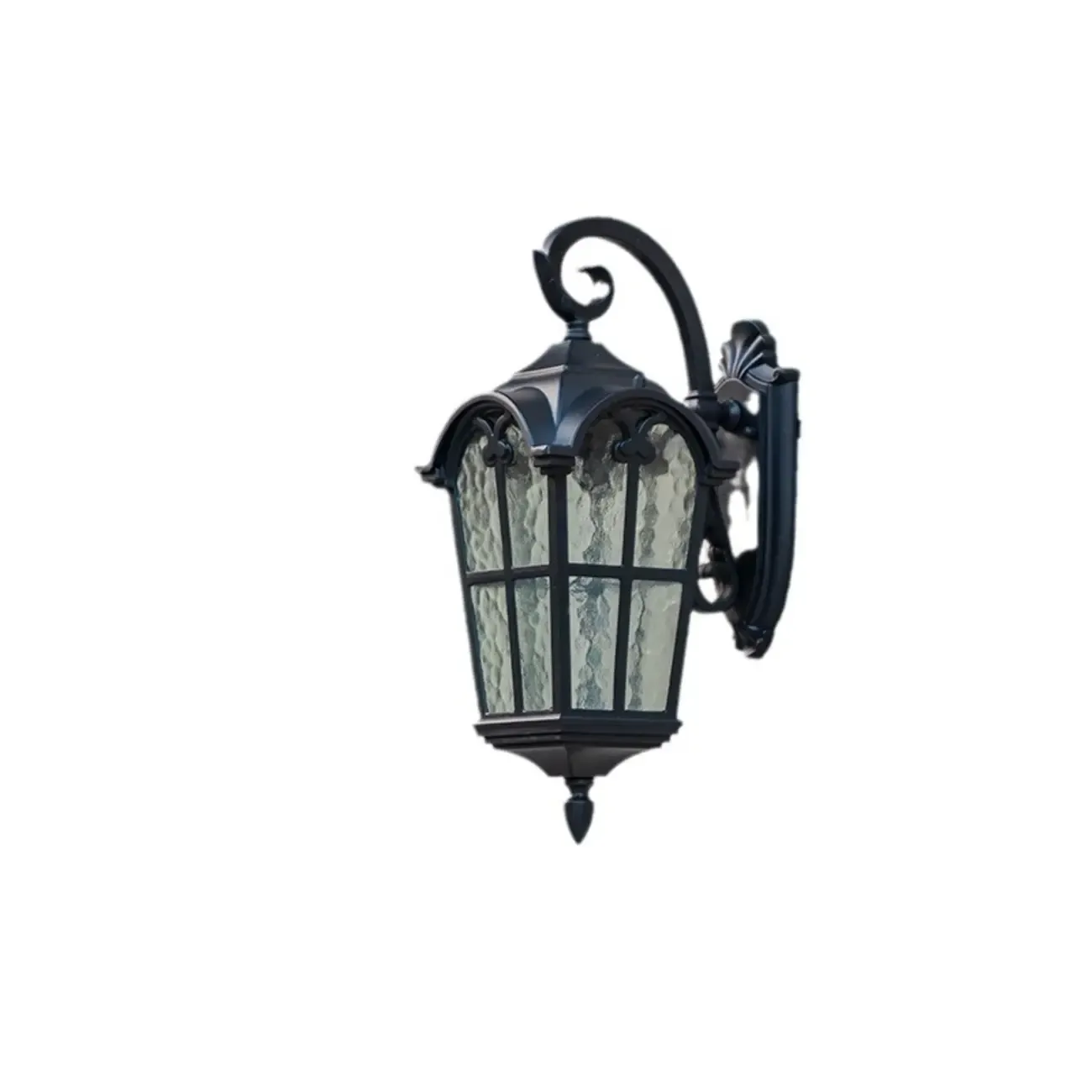 Vintage Black Outdoor Lantern Wall Sconce Image - 5