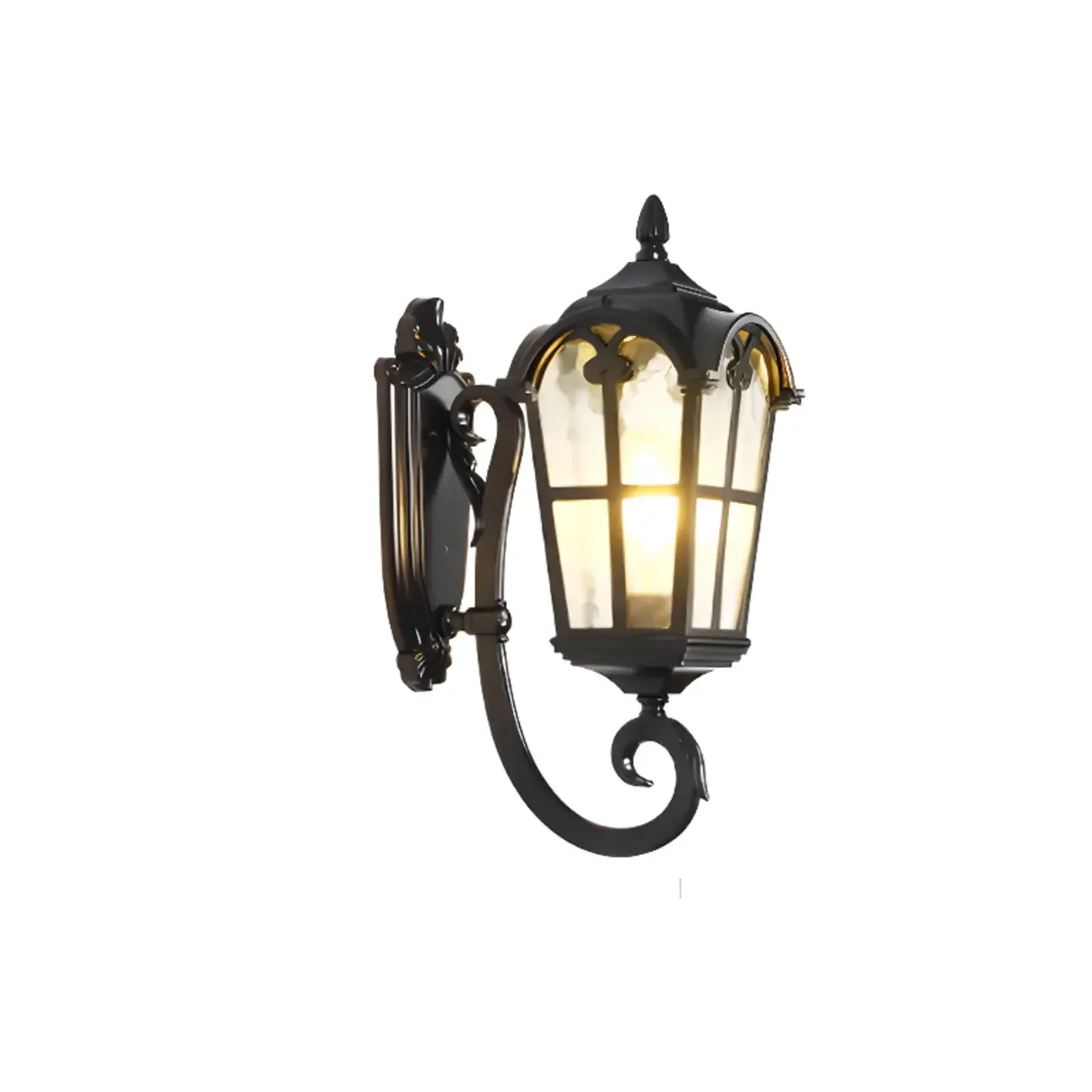 Vintage Black Outdoor Lantern Wall Sconce Image - 7