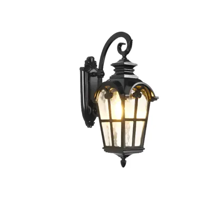 Vintage Black Outdoor Lantern Wall Sconce Image - 8