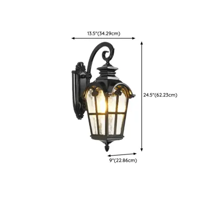 Vintage Black Outdoor Lantern Wall Sconce #size