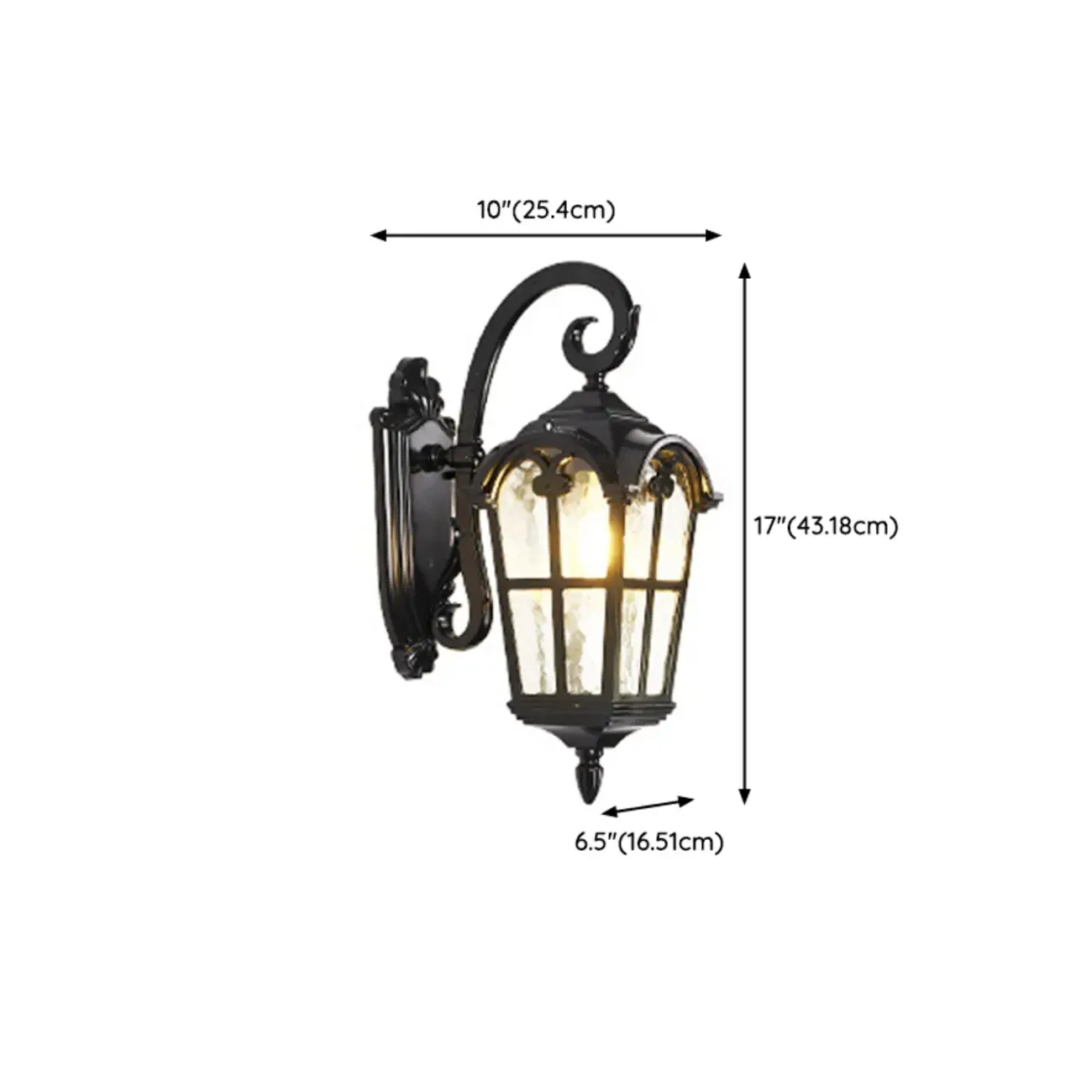 Vintage Black Outdoor Lantern Wall Sconce Image - 15
