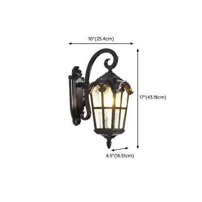 Vintage Black Outdoor Lantern Wall Sconce Image - 15