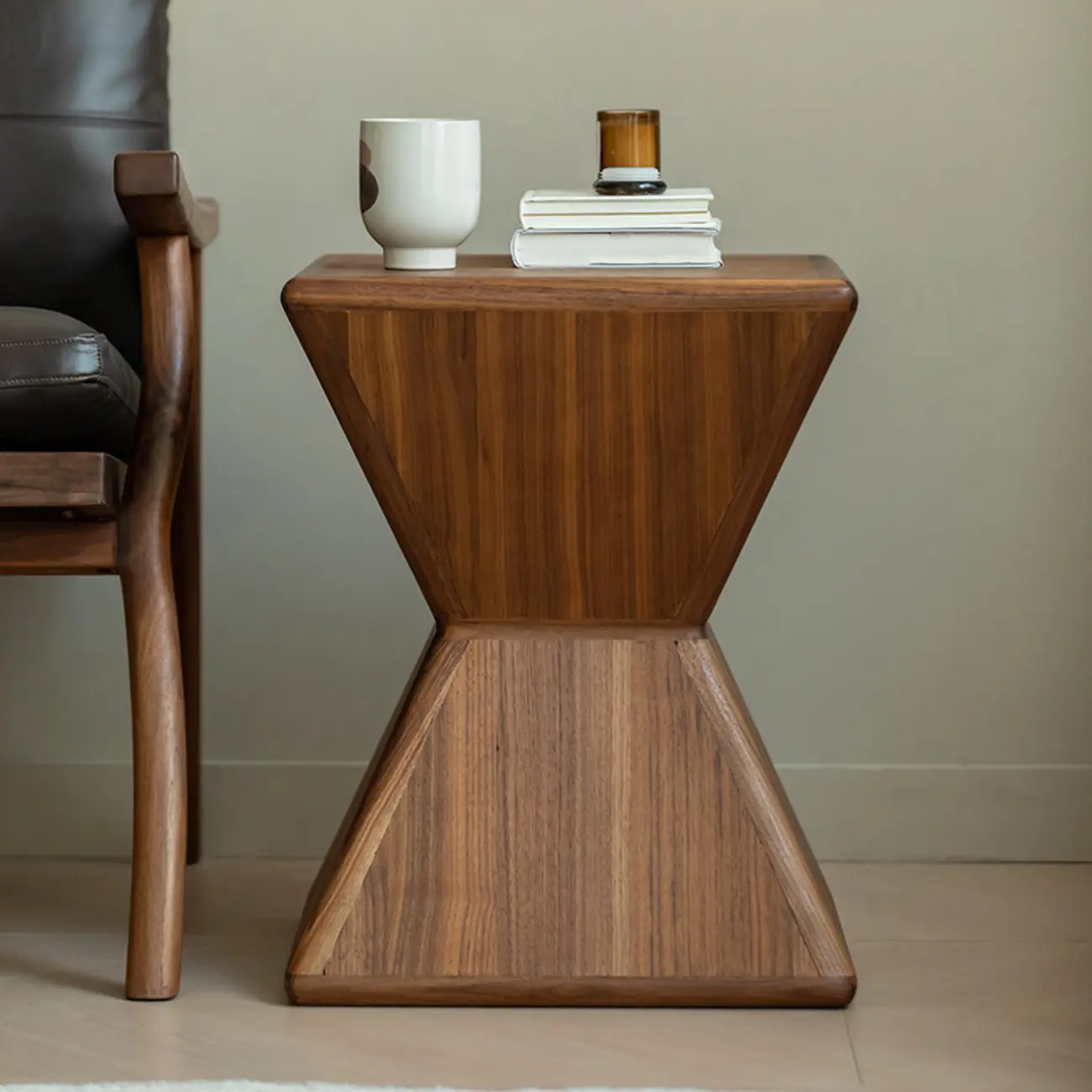 Small Art Deco Geometric Wood Side Table for Living Room Image - 6 | homeyfad