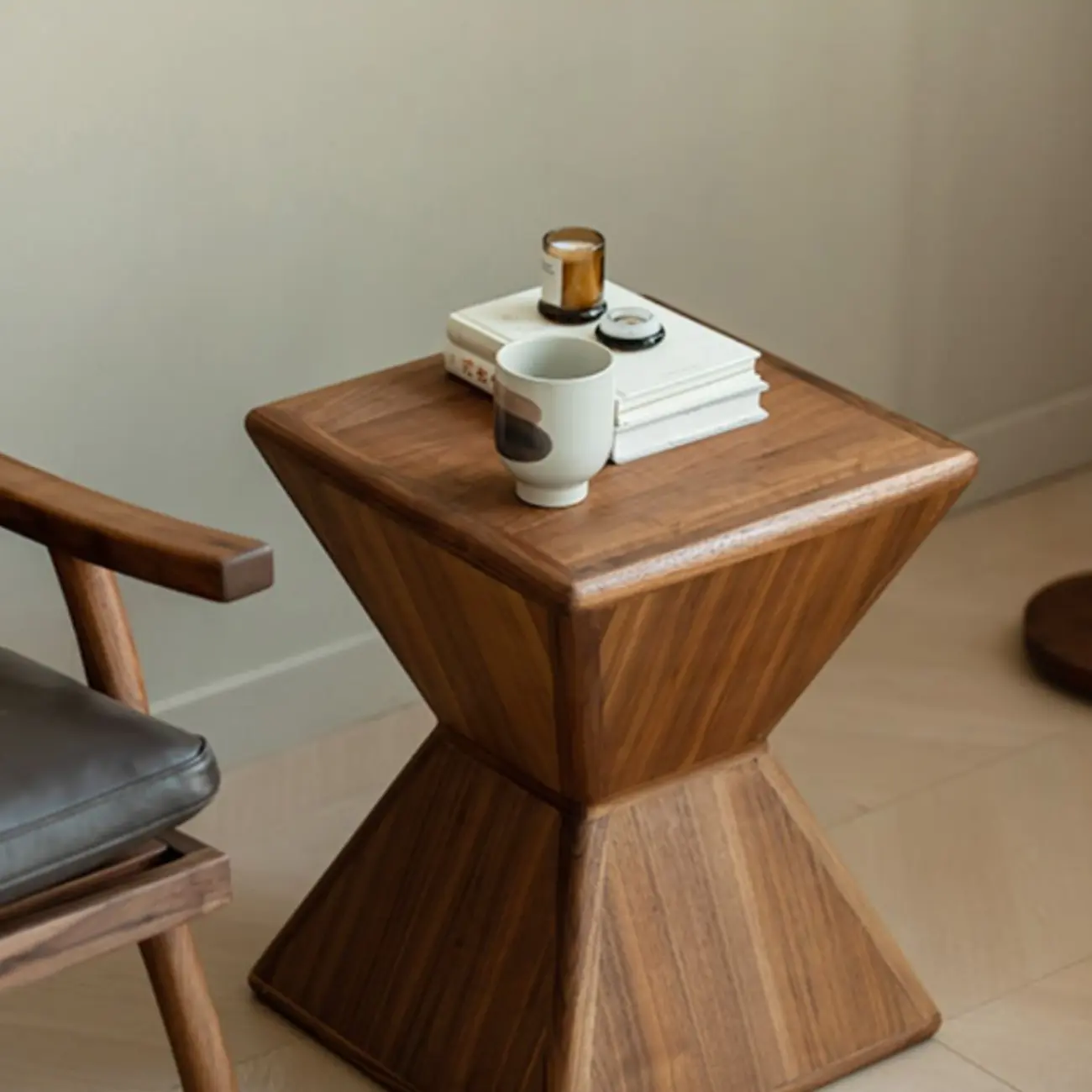 Small Art Deco Geometric Wood Side Table for Living Room Image - 8 | homeyfad