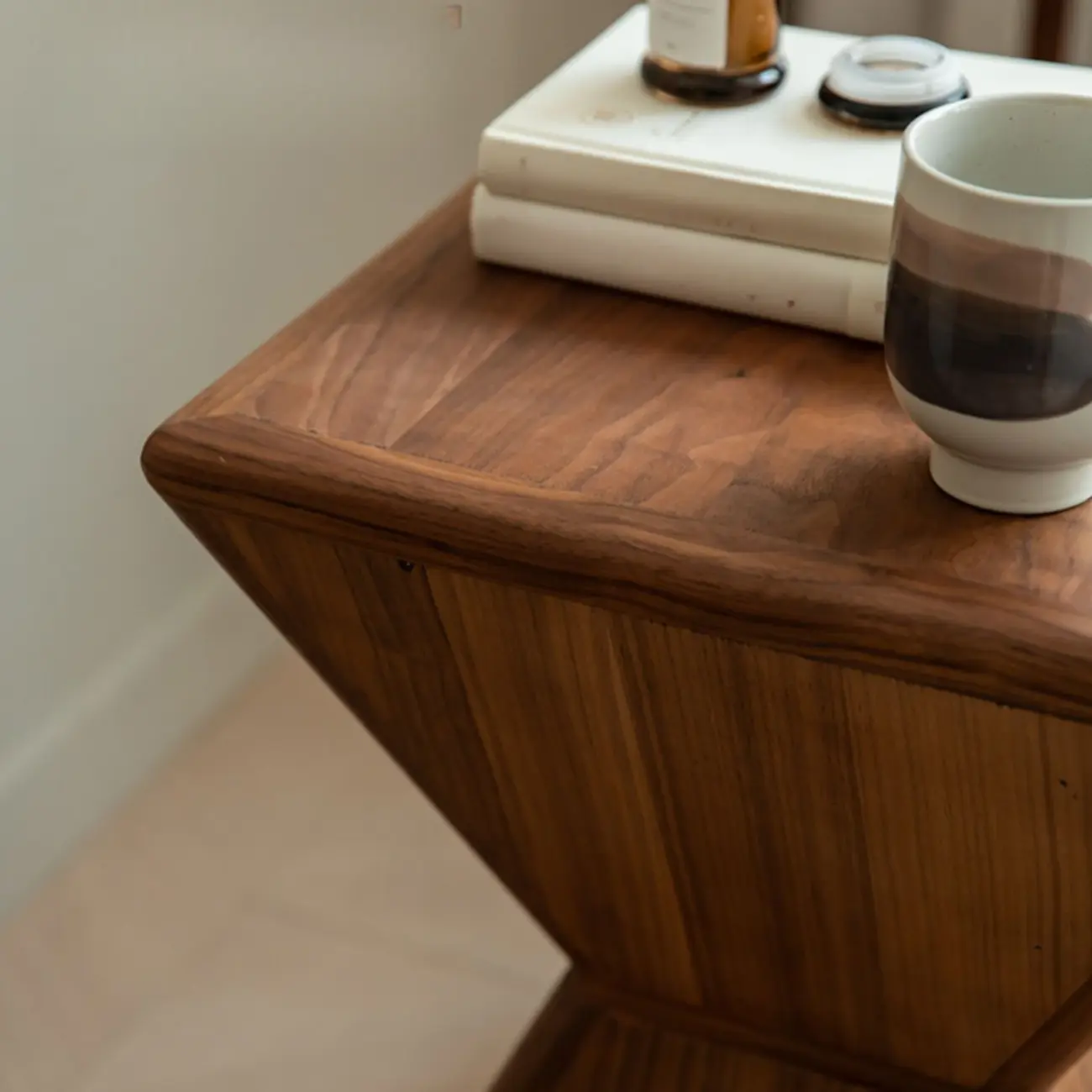 Small Art Deco Geometric Wood Side Table for Living Room Image - 10 | homeyfad