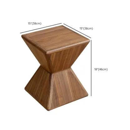 Small Art Deco Geometric Wood Side Table for Living Room Image - 13