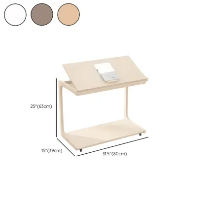 Scandinavian Wooden Flip-Top C-Shaped Side Table with Wheels Image - 20