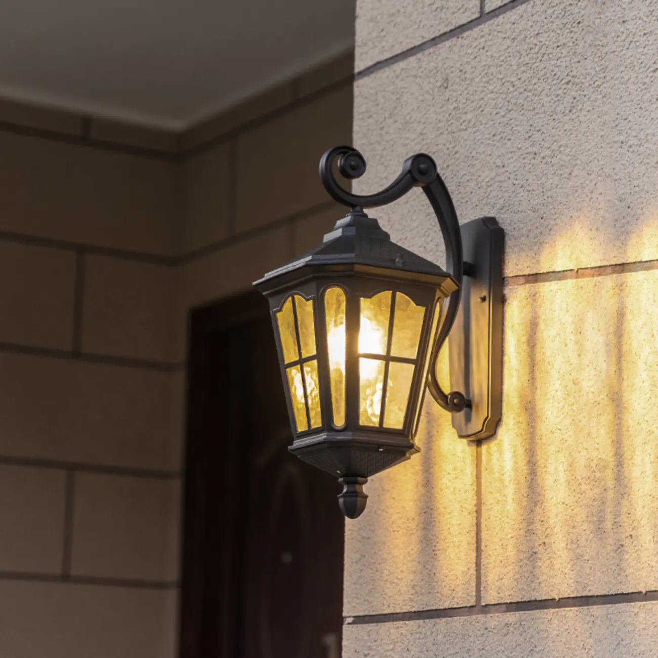 Small Industrial Metal Glass Lantern Outdoor Wall Light | homeyfad