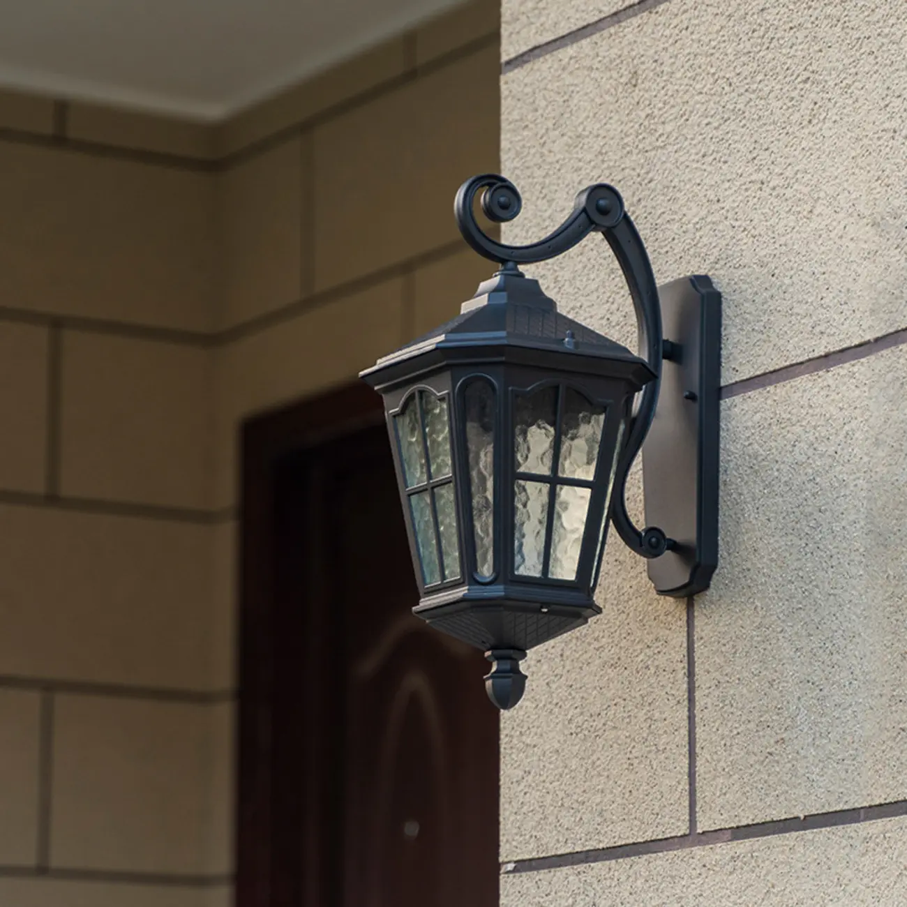 Small Industrial Metal Glass Lantern Outdoor Wall Light | homeyfad