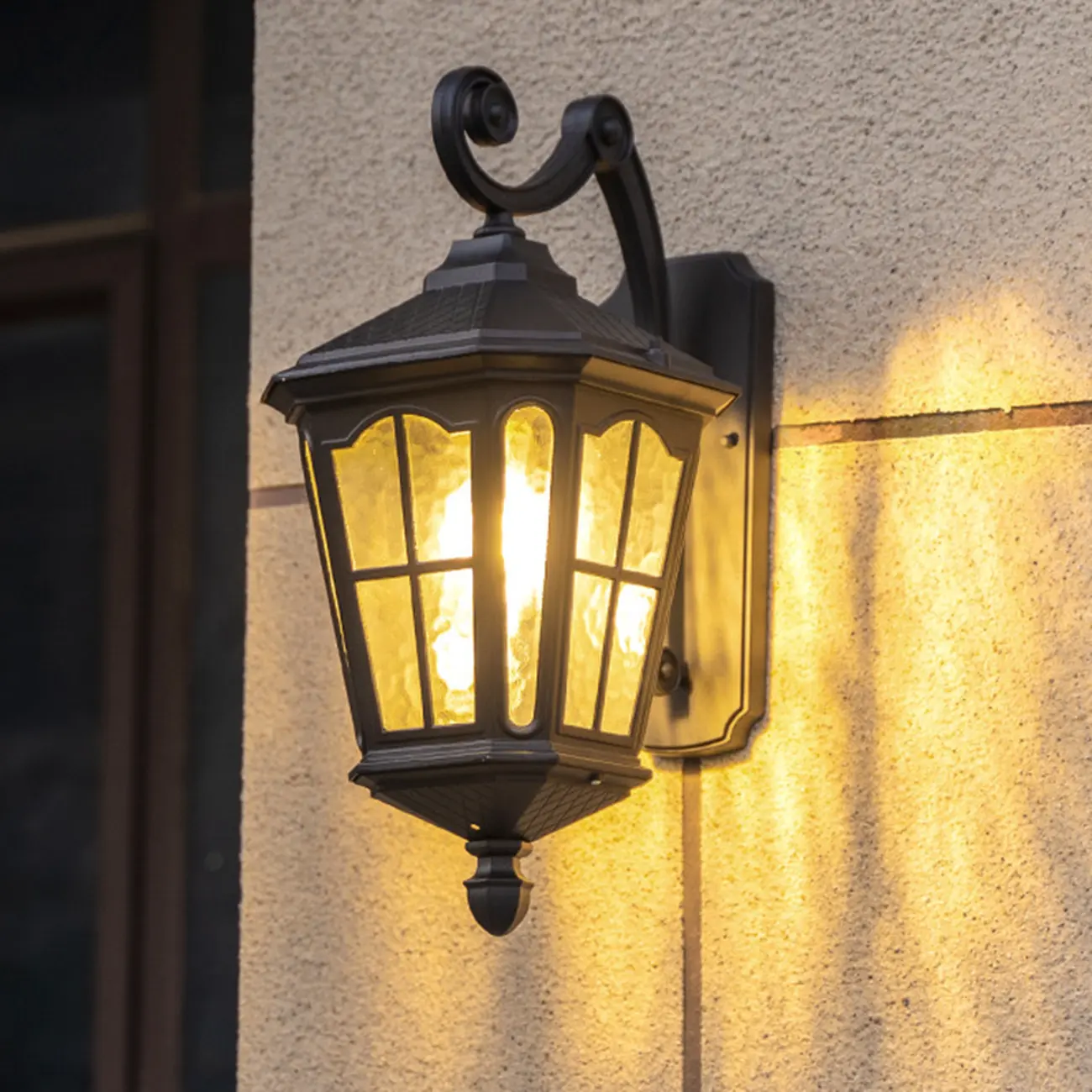 Small Industrial Metal Glass Lantern Outdoor Wall Light | homeyfad