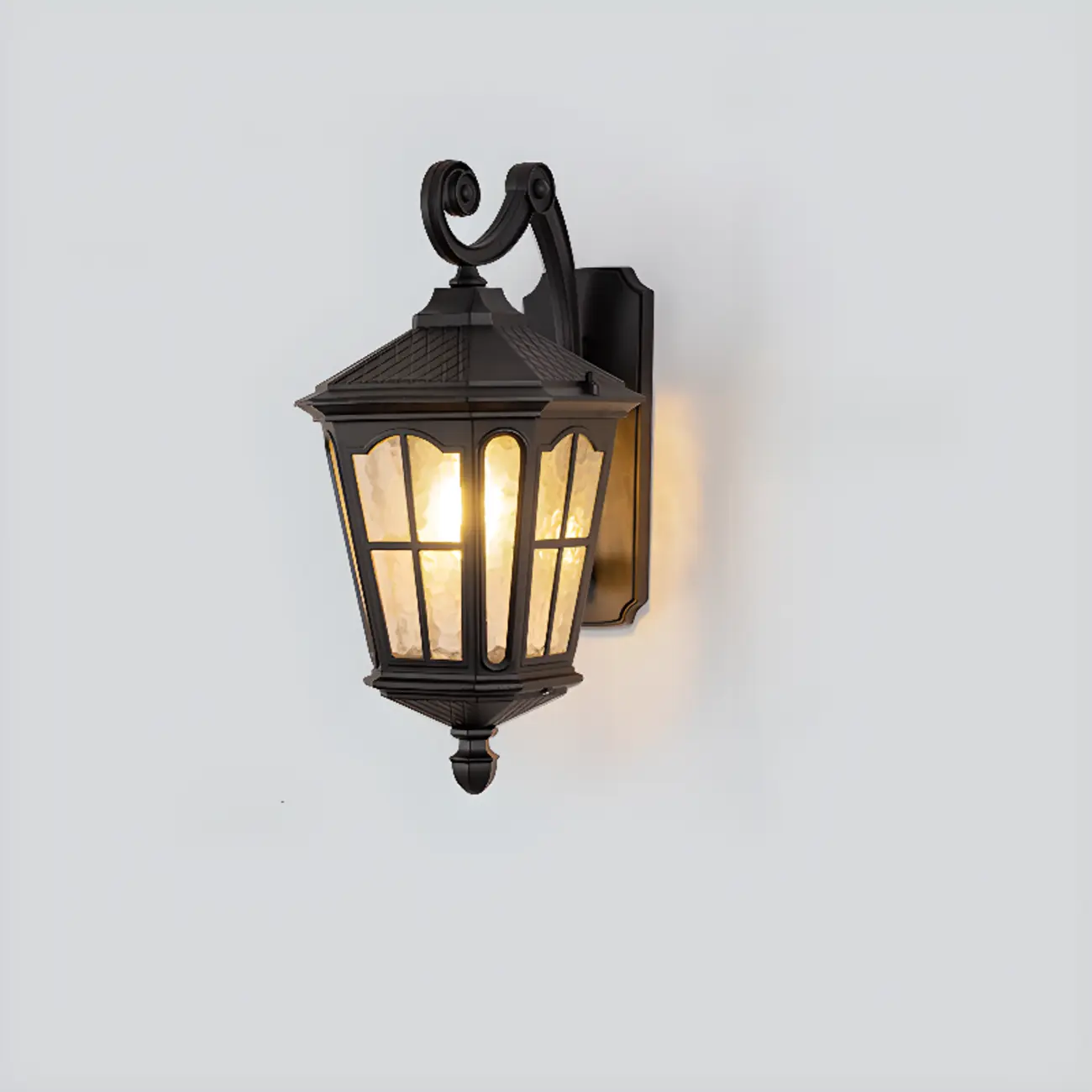 Small Industrial Metal Glass Lantern Outdoor Wall Light | homeyfad