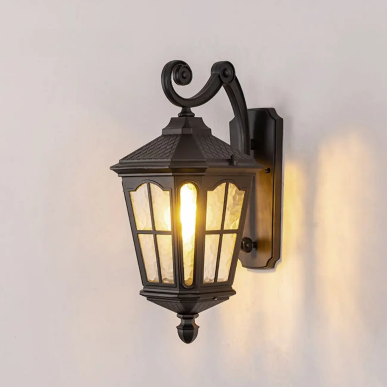 Small Industrial Metal Glass Lantern Outdoor Wall Light | homeyfad