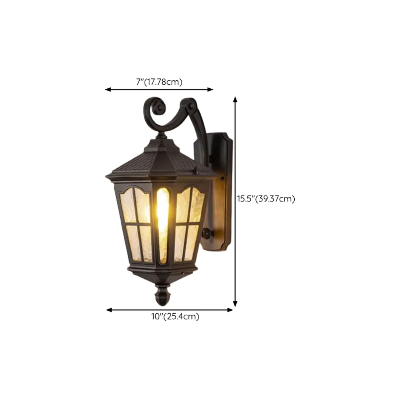 Small Industrial Metal Glass Lantern Outdoor Wall Light #size