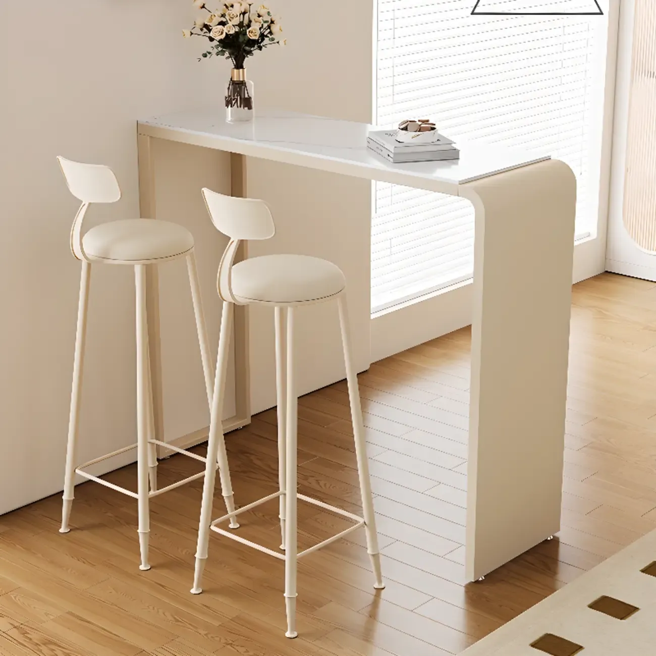 Modern White Rectangle Quartz Bistro Bar Table for Kitchen Image - 1