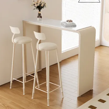 Modern White Rectangle Quartz Bistro Bar Table for Kitchen Image - 1