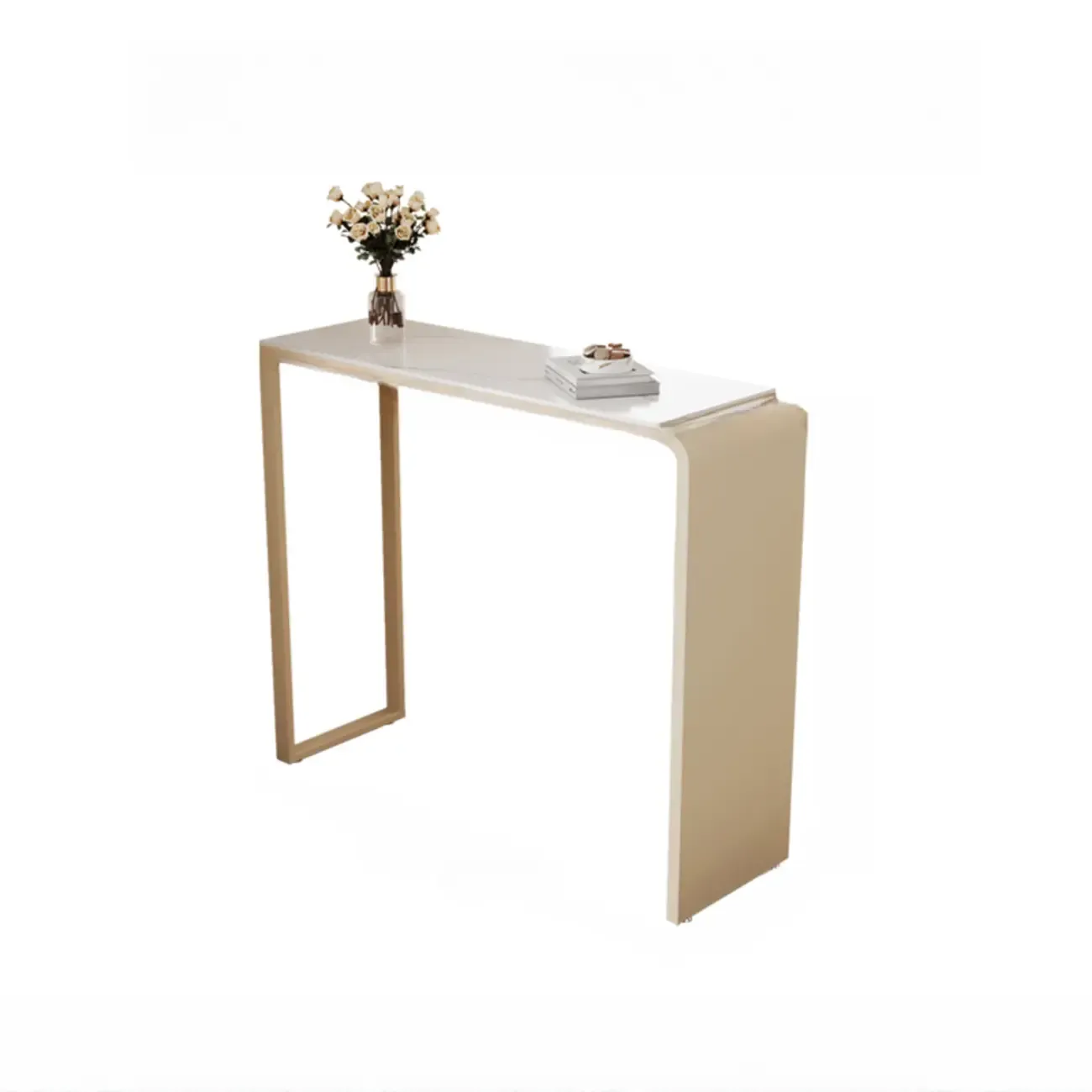 Modern White Rectangle Quartz Bistro Bar Table for Kitchen Image - 2