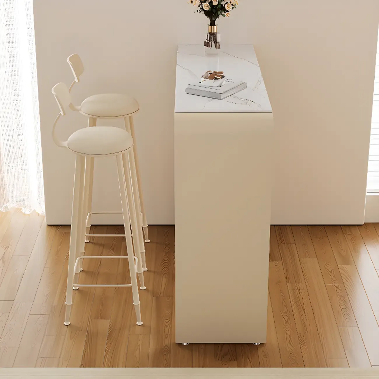 Modern White Rectangle Quartz Bistro Bar Table for Kitchen Image - 5