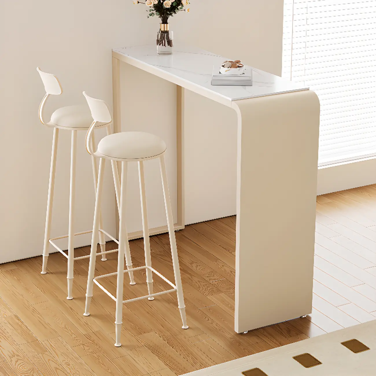 Modern White Rectangle Quartz Bistro Bar Table for Kitchen Image - 7 | homeyfad