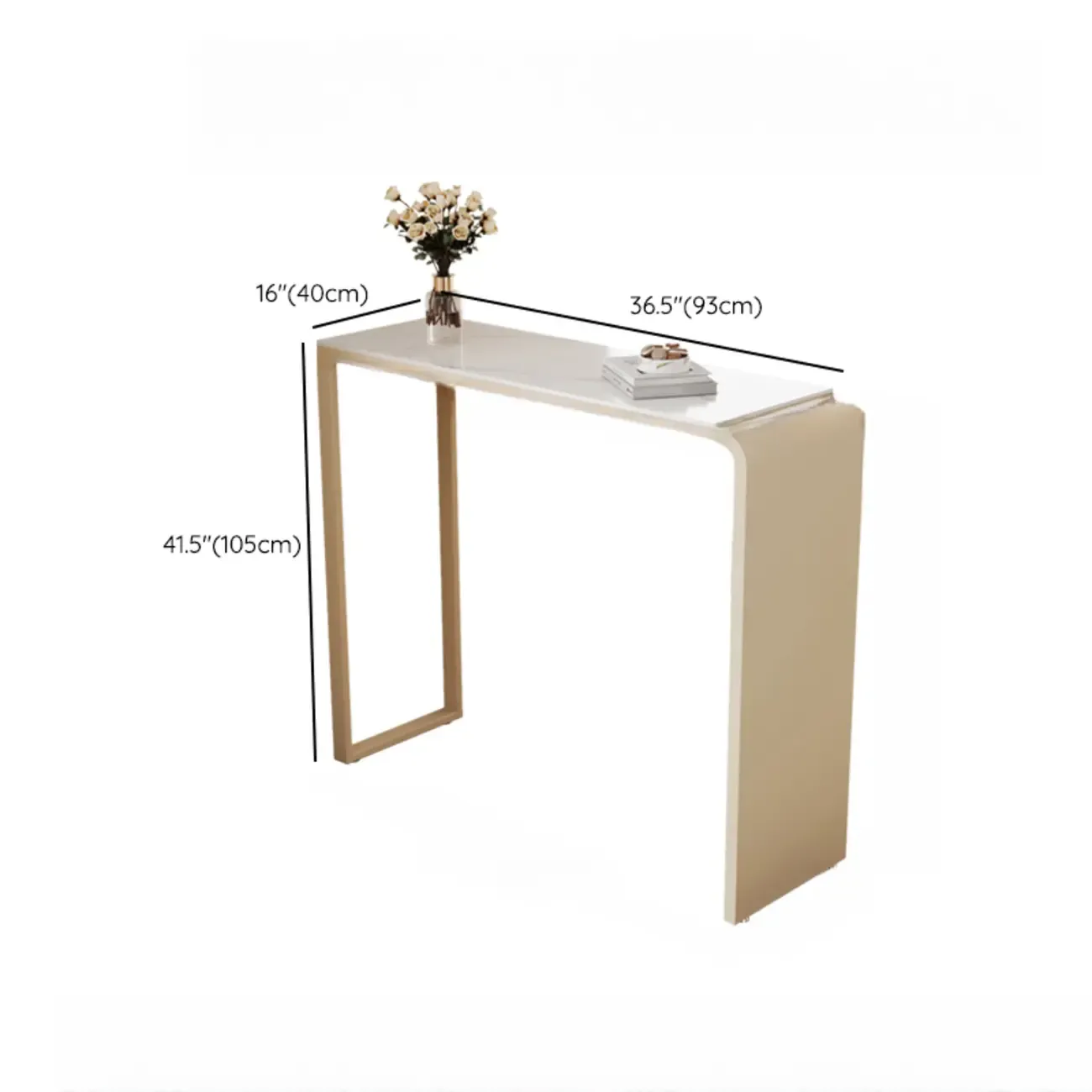 Modern White Rectangle Quartz Bistro Bar Table for Kitchen #size