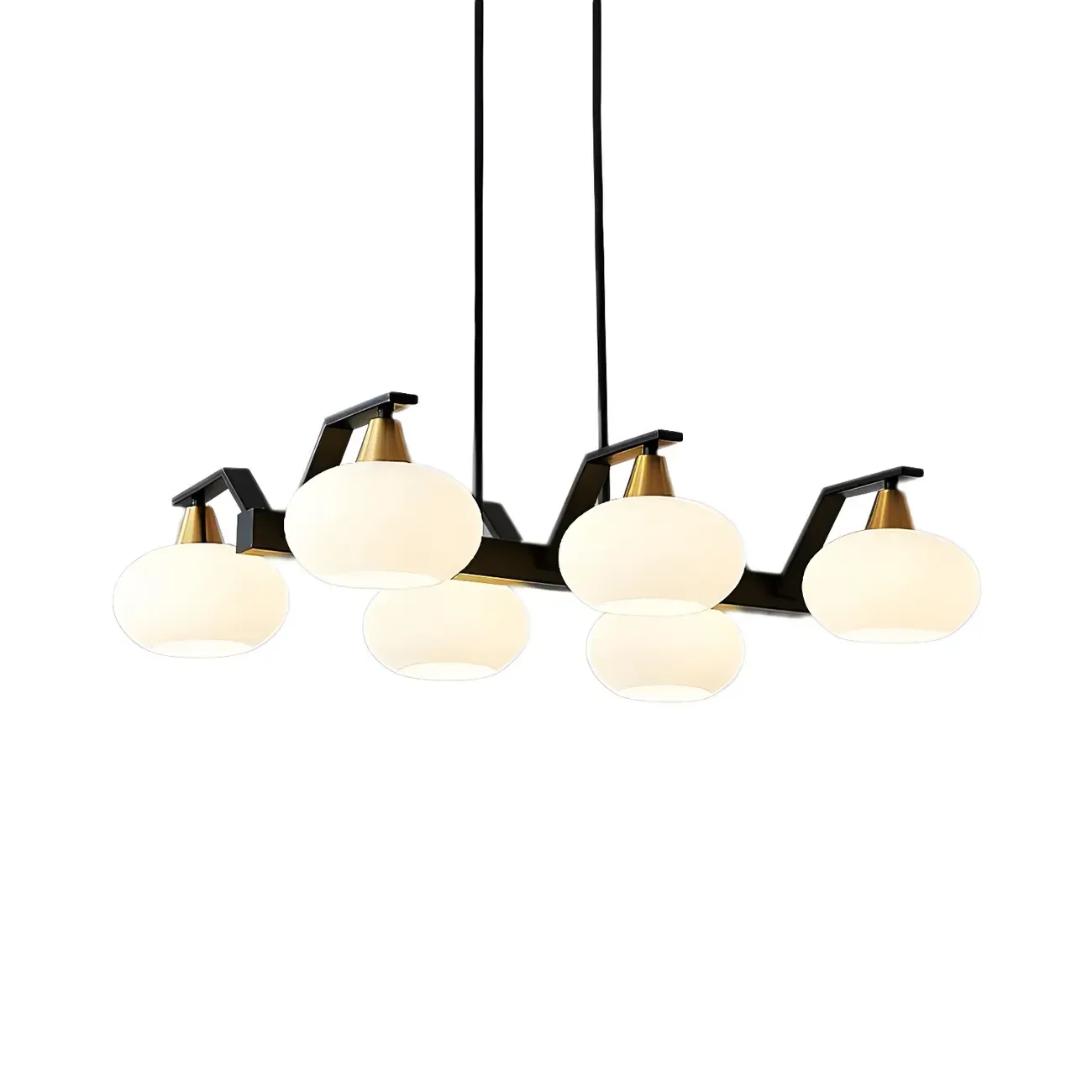 Trendy Modern Black Oval Glass Island Chandelier Image - 4