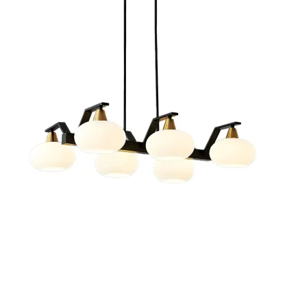 Trendy Modern Black Oval Glass Island Chandelier Image - 4
