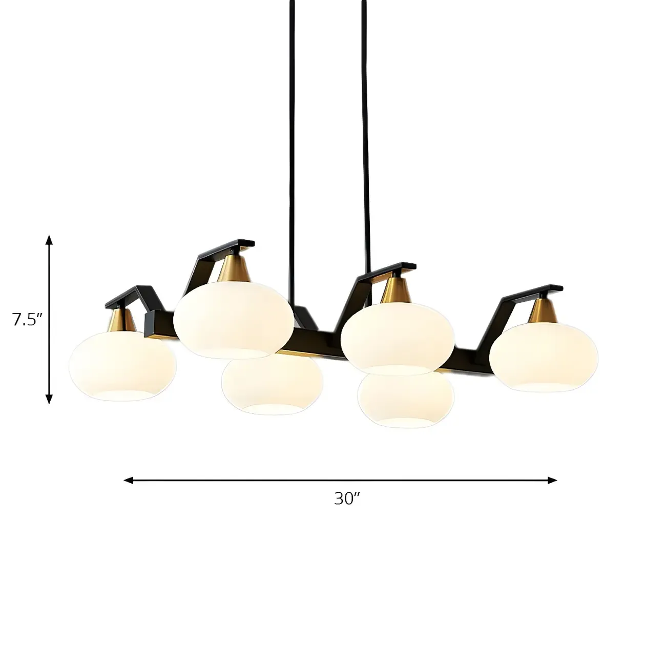 Trendy Modern Black Oval Glass Island Chandelier Image - 5