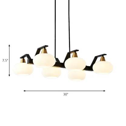 Trendy Modern Black Oval Glass Island Chandelier Image - 5