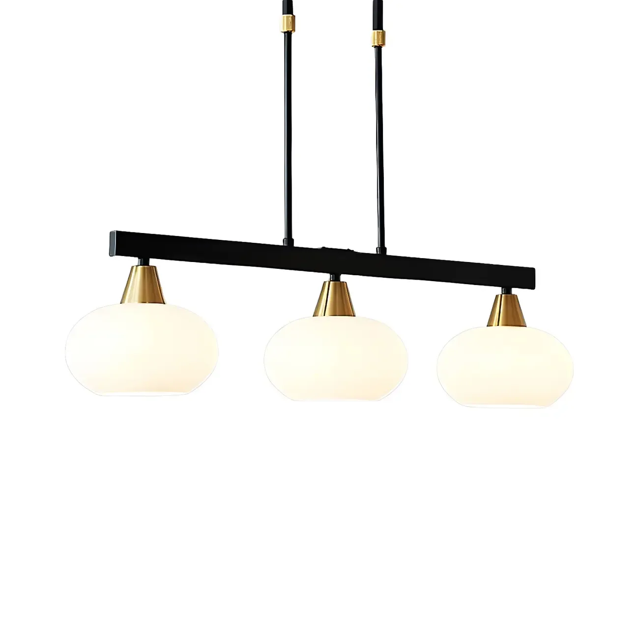 Trendy Modern Black Oval Glass Island Chandelier Image - 7