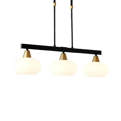 Trendy Modern Black Oval Glass Island Chandelier Image - 7