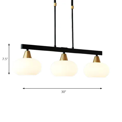 Trendy Modern Black Oval Glass Island Chandelier Image - 8