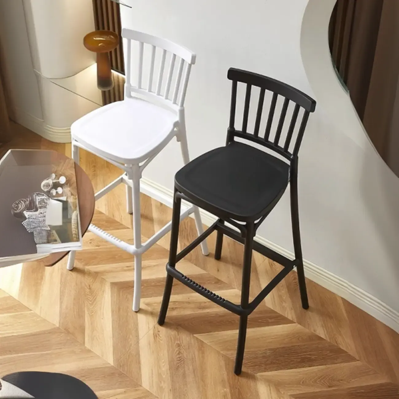 Modern Acrylic Square Counter Height Stools with Back Image - 4