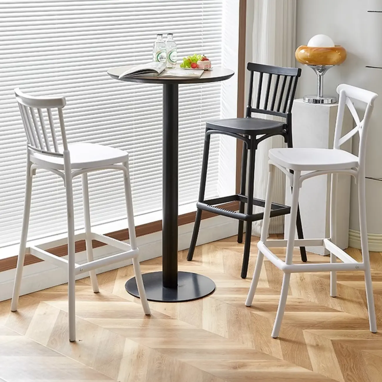 Modern Acrylic Square Counter Height Stools with Back Image - 1 | homeyfad