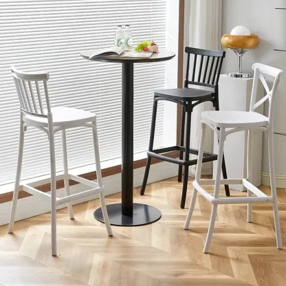 Modern Acrylic Square Counter Height Stools with Back Image - 1