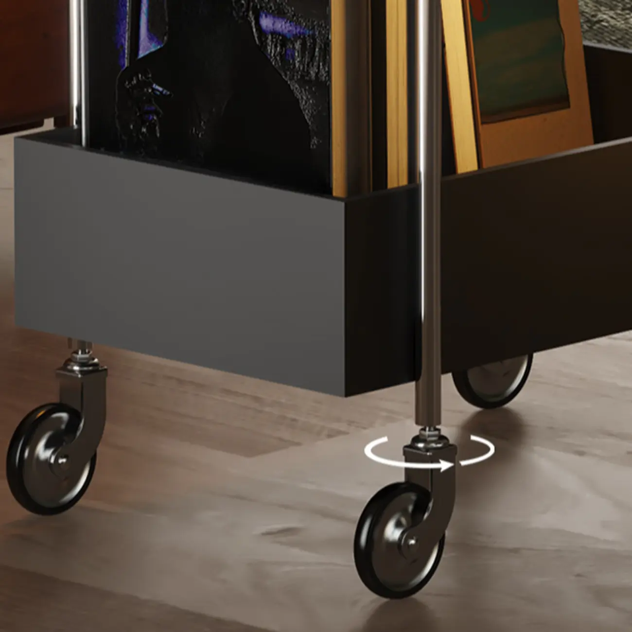 Trendy Black 2-Tier Small Side Table with Casters Image - 8 | homeyfad