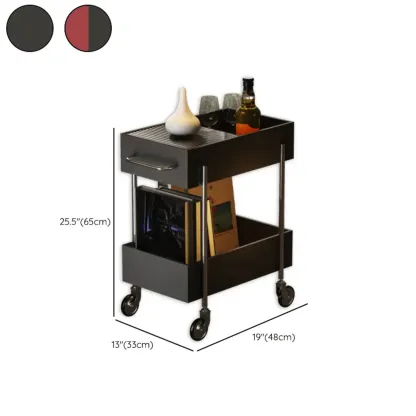 Trendy Black 2-Tier Small Side Table with Casters #size