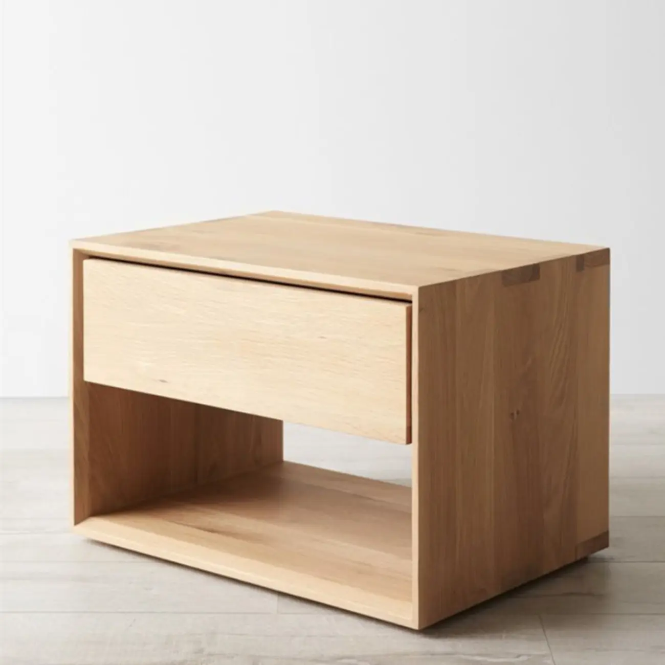 Mid-Century Modern Solid Wood Nightstand with Drawer Image - 4 | homeyfad