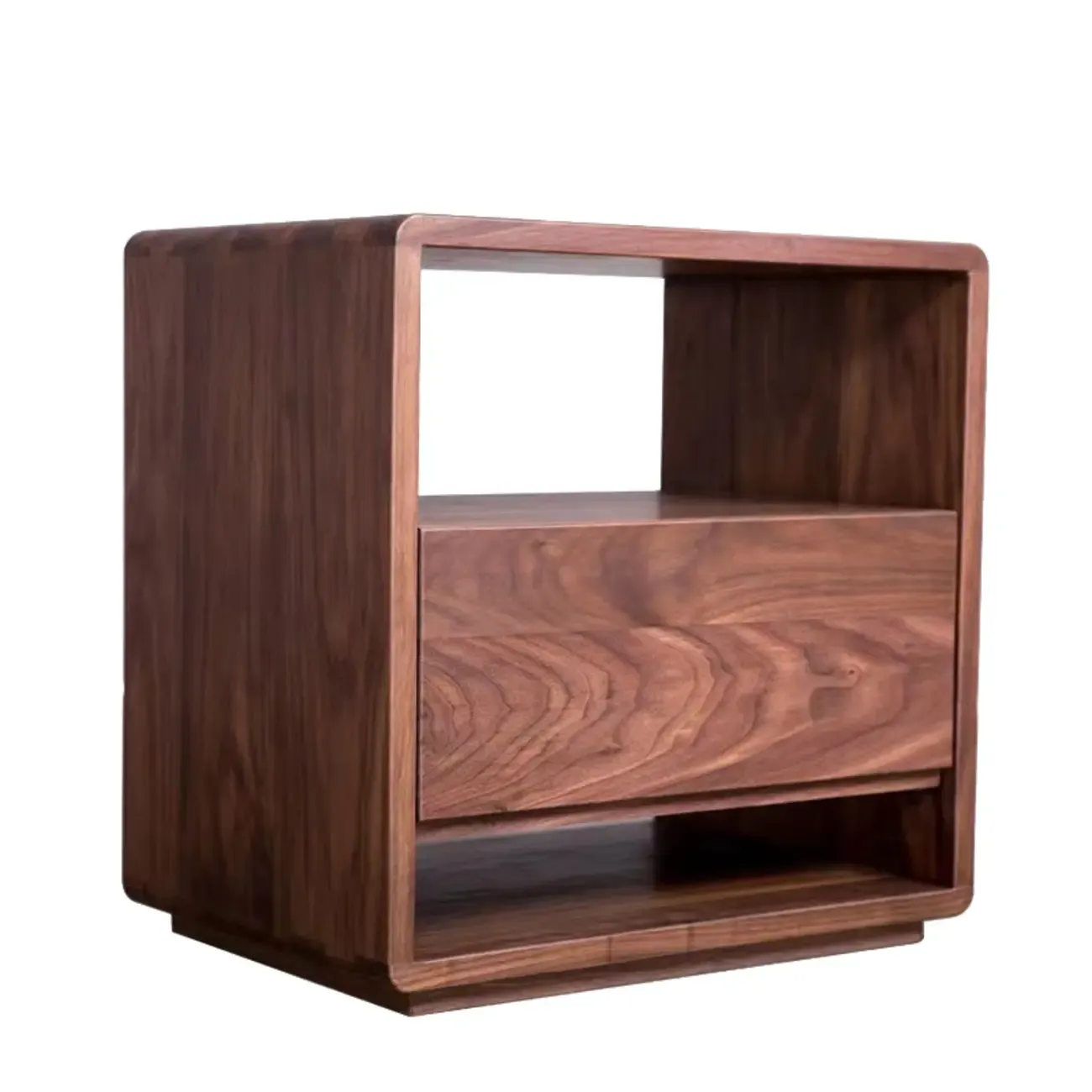 Mid-Century Modern Solid Wood Nightstand with Drawer Image - 16