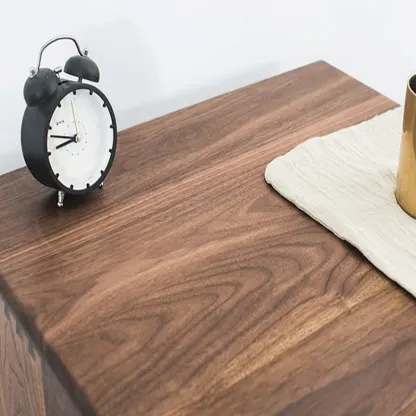 Mid-Century Modern Solid Wood Nightstand with Drawer Image - 5