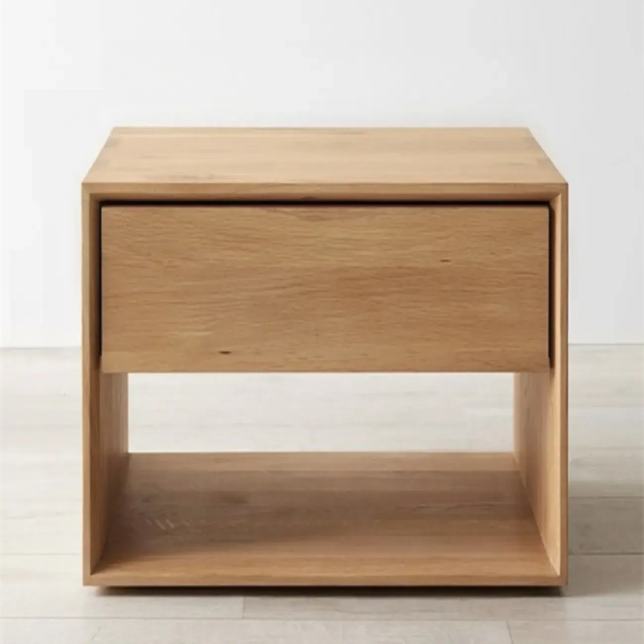 Mid-Century Modern Solid Wood Nightstand with Drawer Image - 9